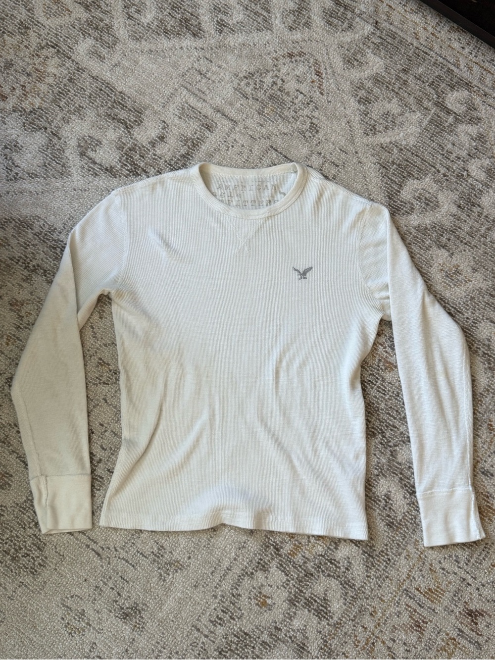 American Eagle Outfitters Men’s Long Sleeve Waffle Thermal Shirt - white